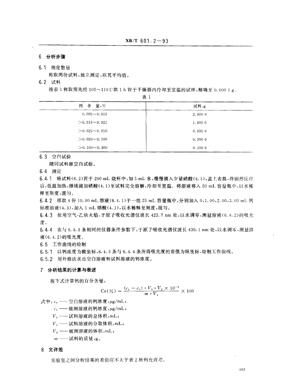 XB／T 601.2-1993 六硼化镧化学分析方法 火焰原子吸收光谱法测定钙量.pdf_第2页
