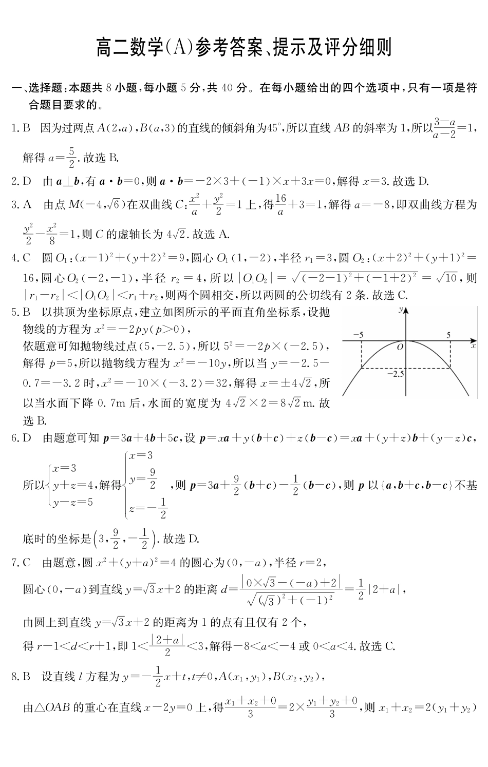 【数学试卷(A卷)参考答案】安徽“江南十校”2025-2026学年高二12月阶段联考（12.25-12.26）.pdf_第1页