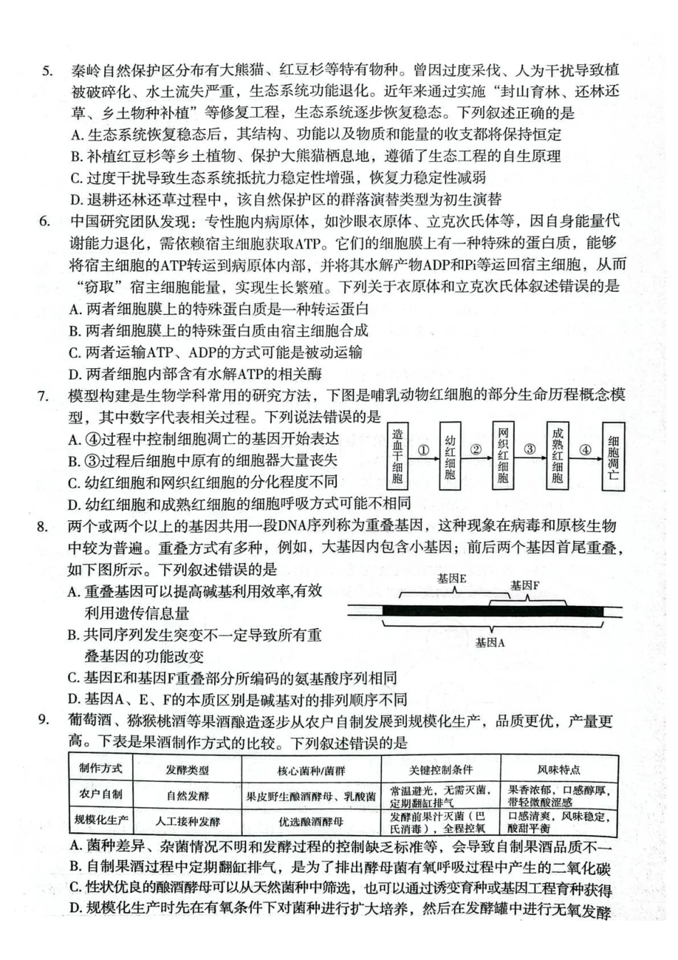 2026年宝鸡市高考模拟检测试题（一）生物.pdf_第2页