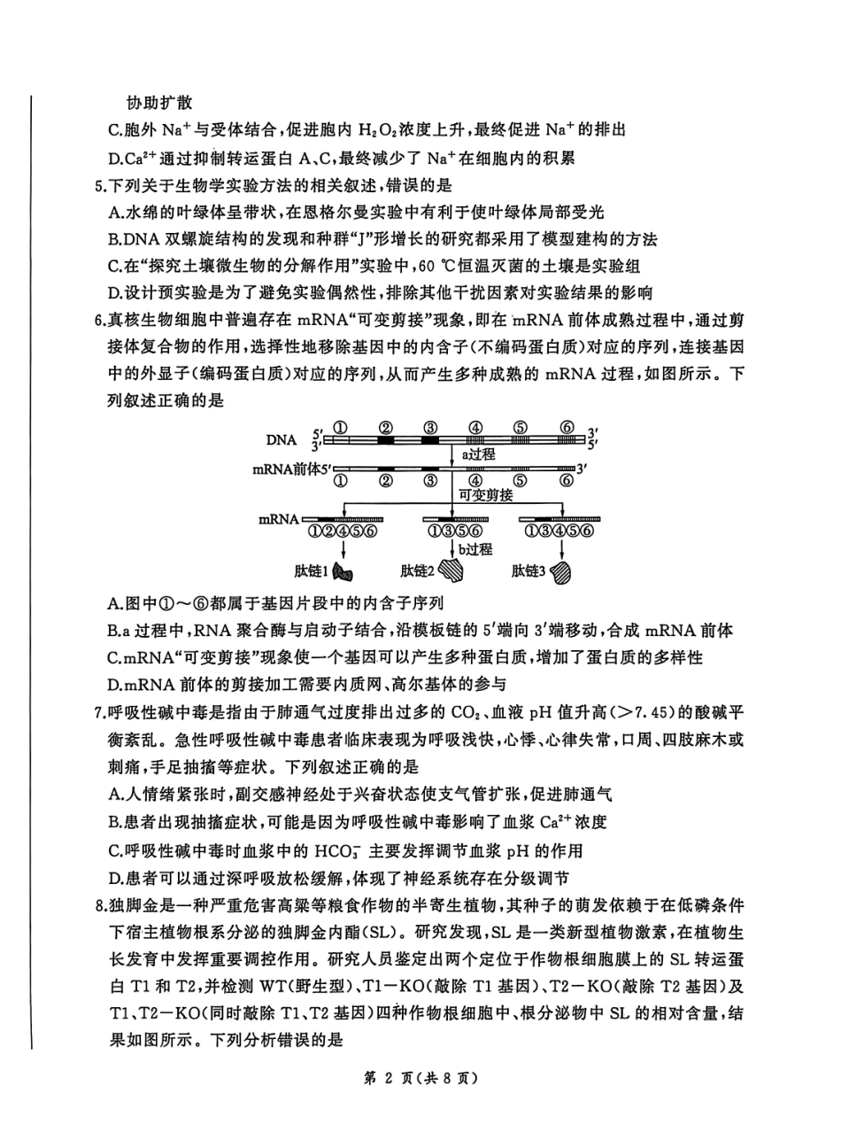 NT名校联合体2025-2026学年高三上学期1月月考生物.pdf_第2页