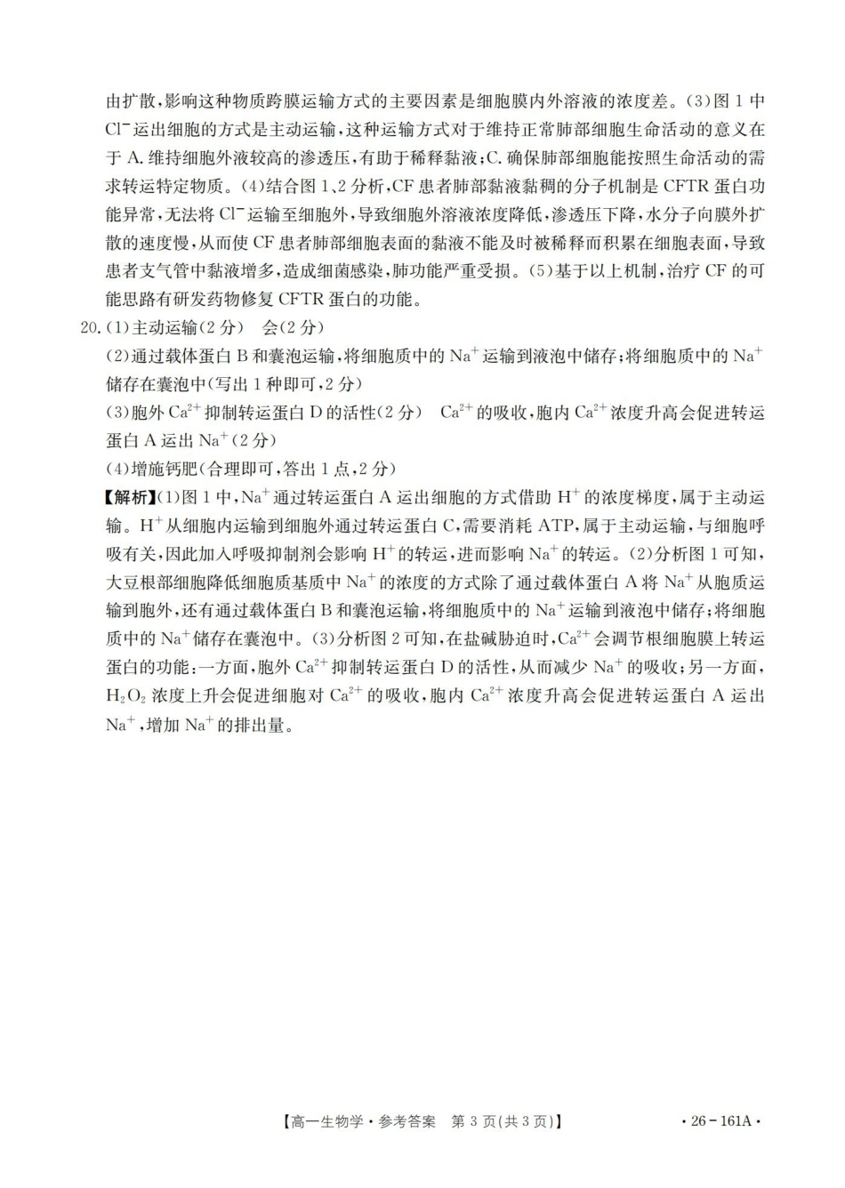 安徽2025-2026学年高一上学期12月月考（26-161A）生物答案.pdf_第3页