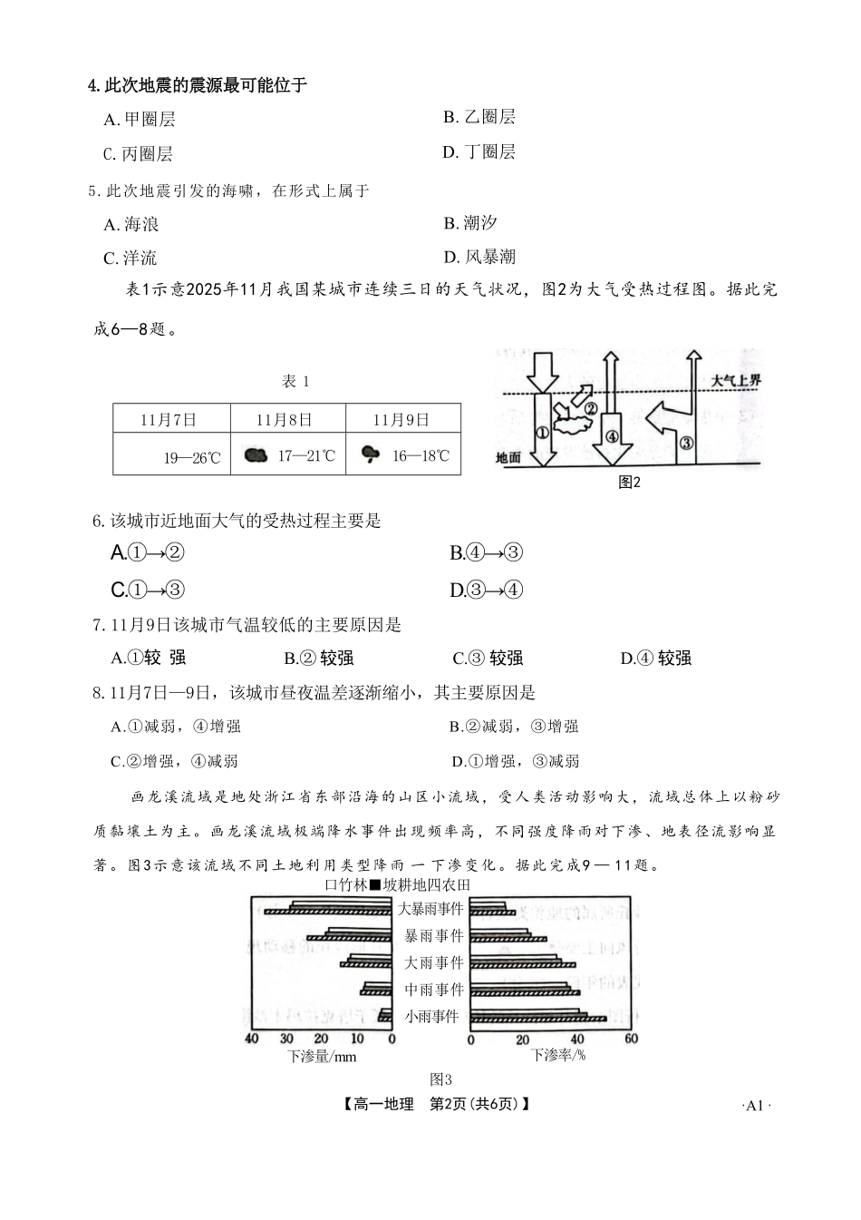 地理试卷(26-11-149A1)广东金太阳2028届高一上学期12月联考（26-149A）(12.18-12.19).pdf_第2页