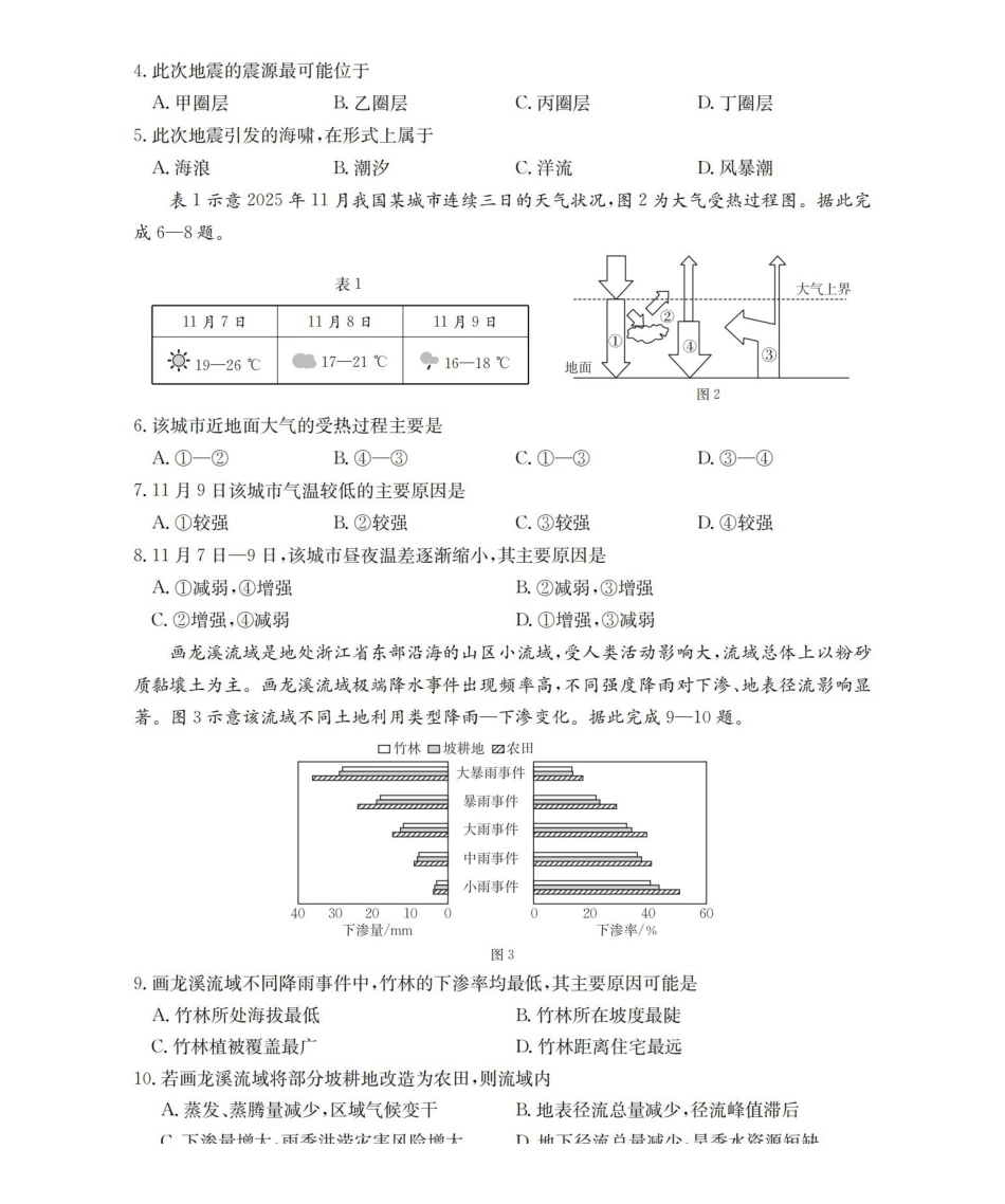 地理试卷(26-167A)+答案陕西部分学校金太阳2025-2026学年高一年级上学期12月考试（26-167A）（12.29-12.30）.pdf_第2页