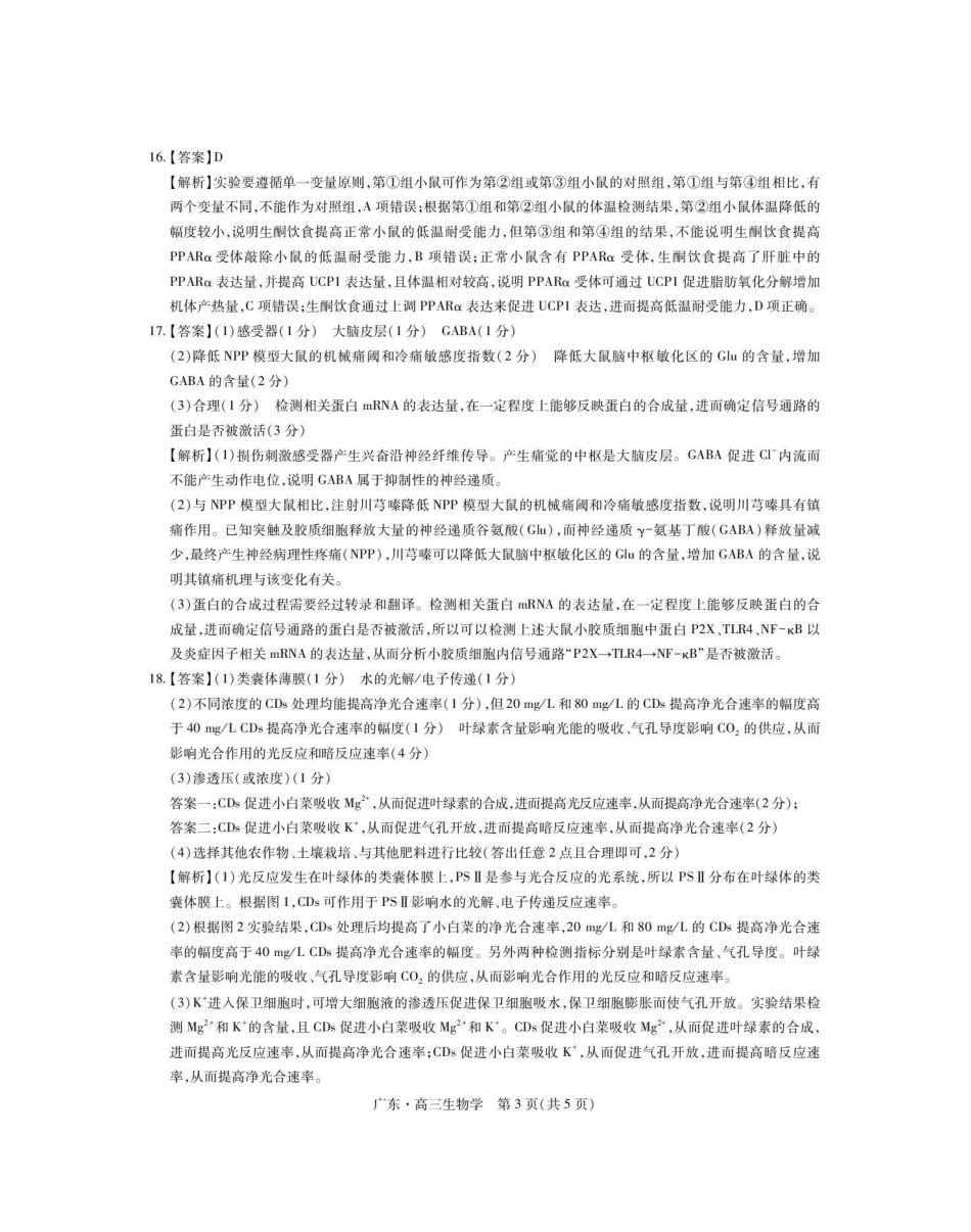 广东2025—2026学年高三年级一轮复习验收考试生物答案.pdf_第3页