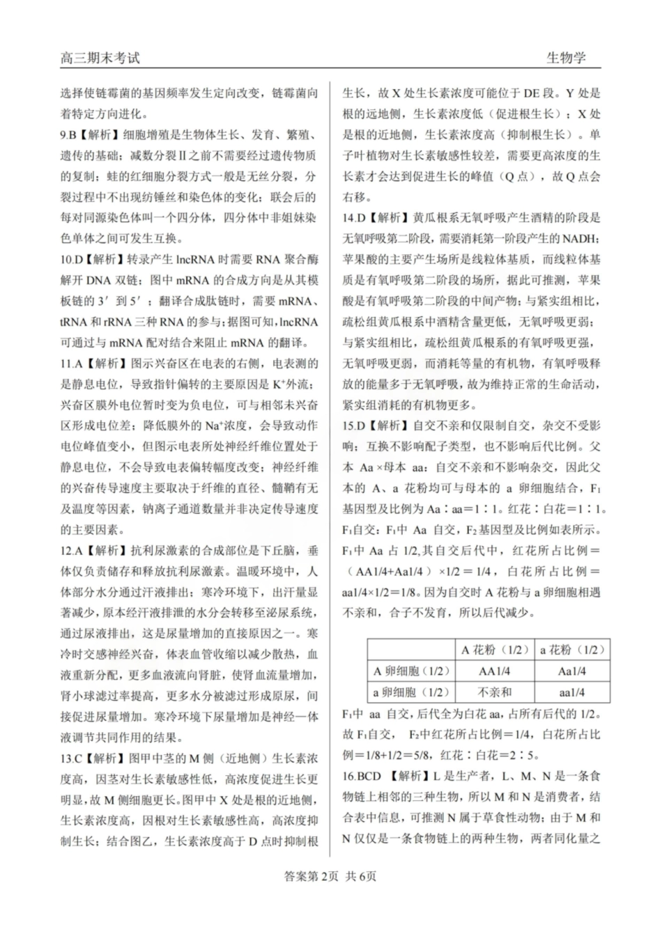 龙江教育联盟2026年1月高三上学期期末考试生物答案.pdf_第2页