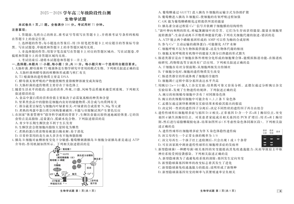 内蒙古衡水金卷2026届高三上学期12月阶段性自测生物.pdf_第1页