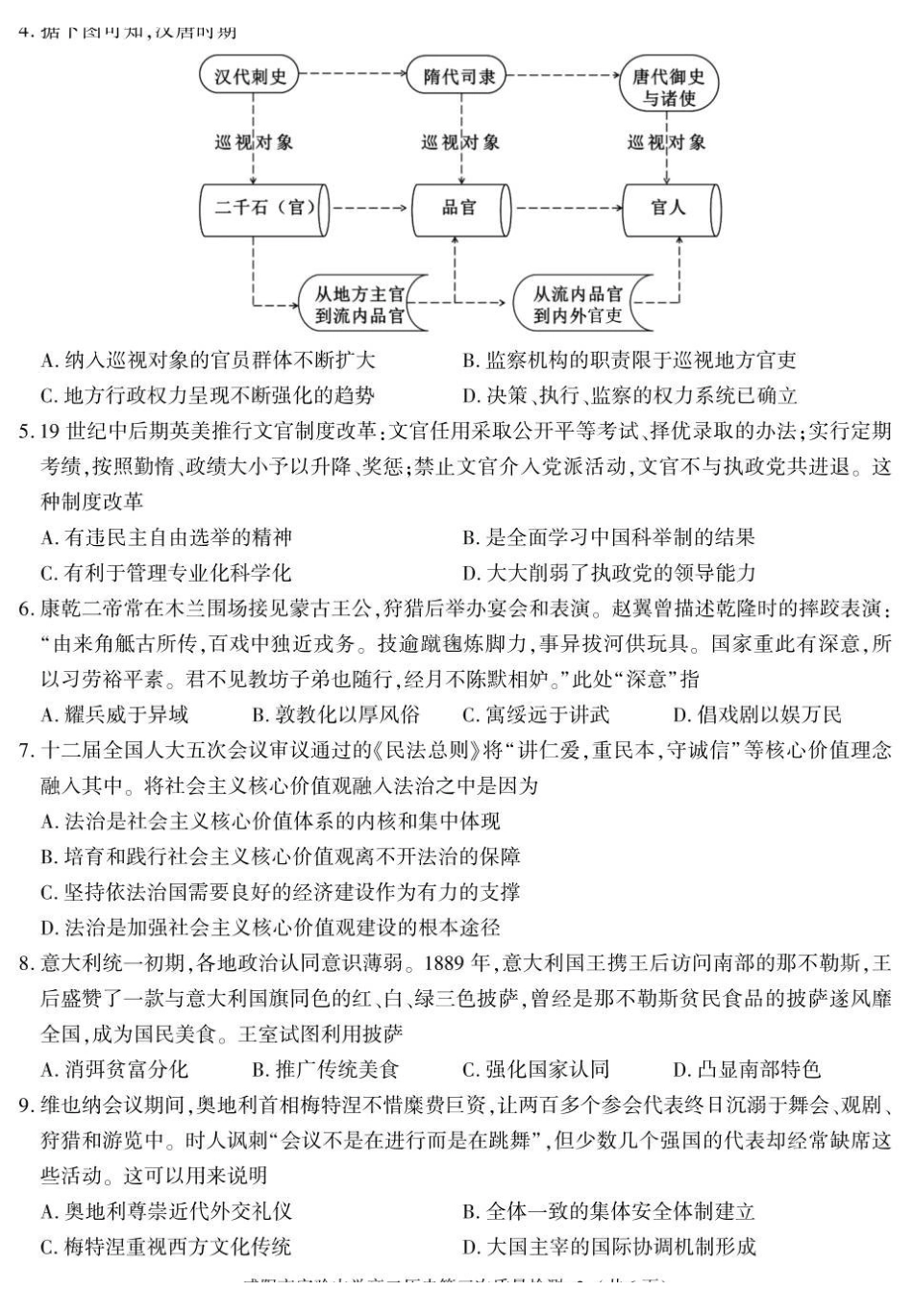 陕西咸阳市实验中学2025-2026学年高二上学期第三次质量检测历史试卷.pdf_第2页
