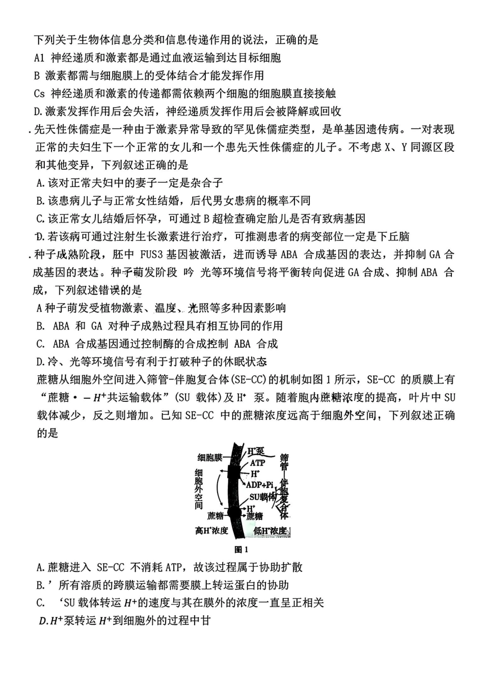 生物+答案云南云南师大附中2026届高考适应性月考卷（六）(12.29-12.30).pdf_第2页