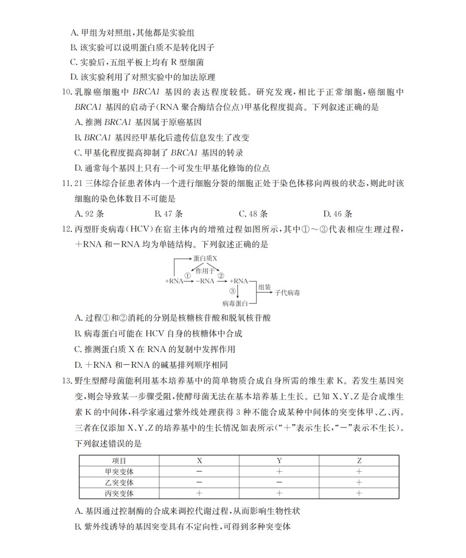 生物试卷(26-158C)【甘肃卷】甘肃金太阳2026届高三上学期12月阶段性考试（26-158C）（12.29-12.30）.pdf_第3页