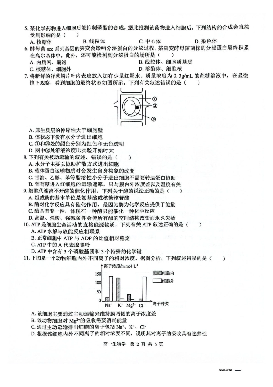 生物试卷广西壮族自治区“贵百河”2025级12月高一年级新高考月考测试(12.22-12.23).pdf_第2页