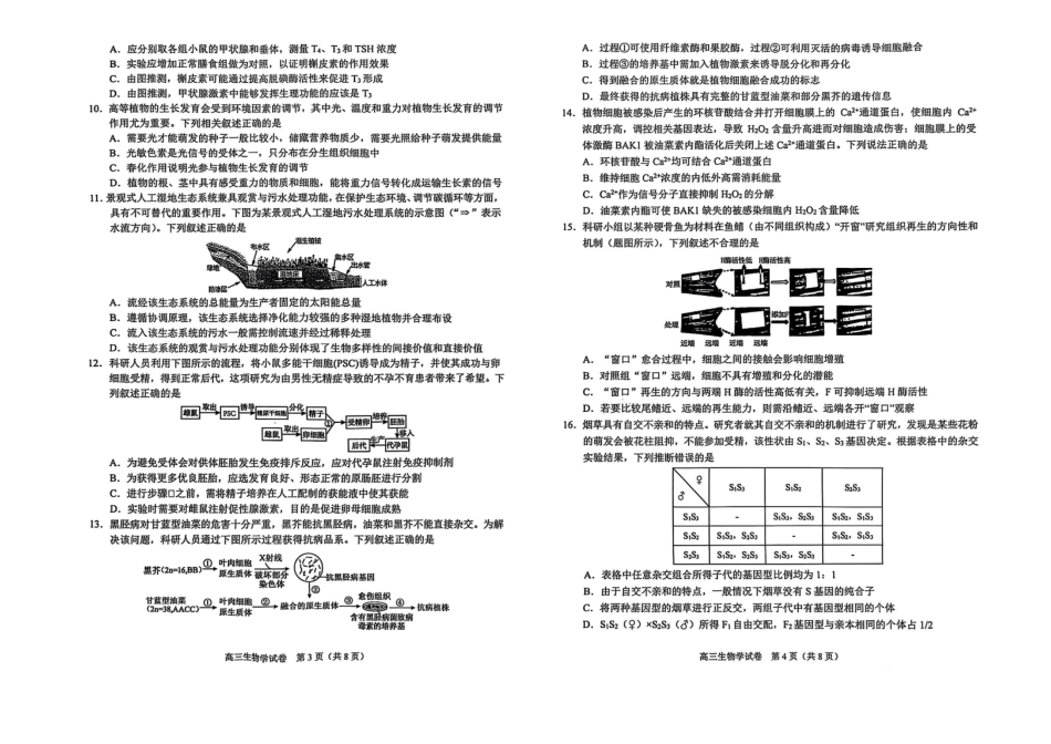 生物试卷广西壮族自治区2025年秋季学期高中11月高三联合调研测试(11.25-11.26).pdf_第2页
