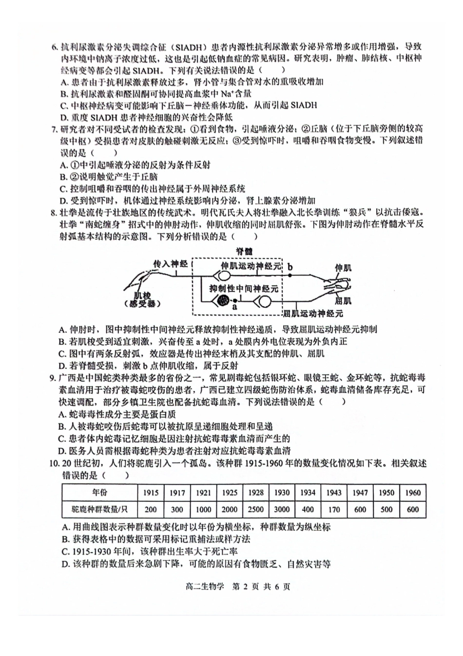 生物试卷广西壮族自治区贵港市贵百河2024级(2027届)12月高二年级12月测试(12.25-12.26).pdf_第2页