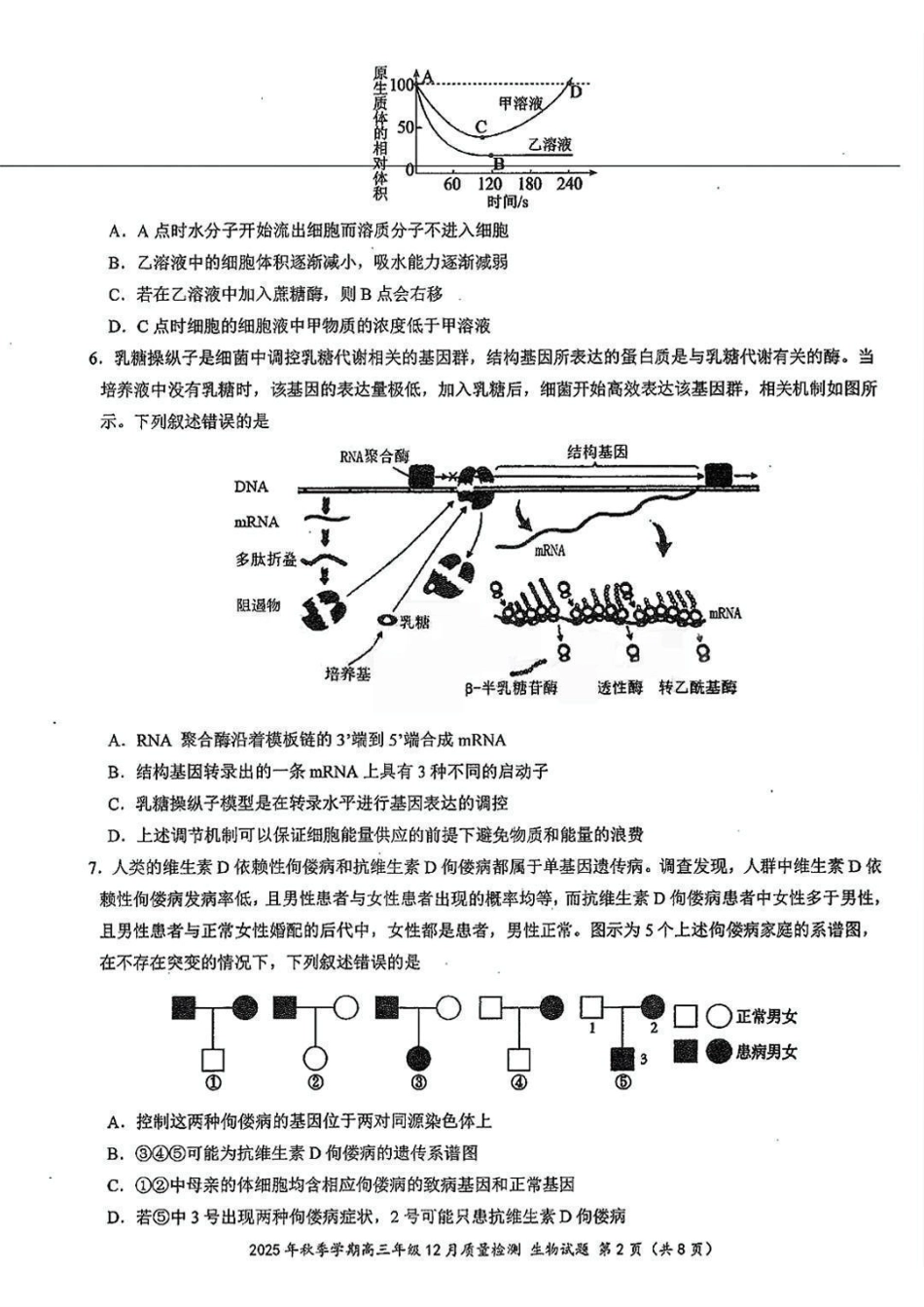 生物试卷湖北十一校联考2025年秋季2026届高三12月质量监测(12.10-12.11).pdf_第2页