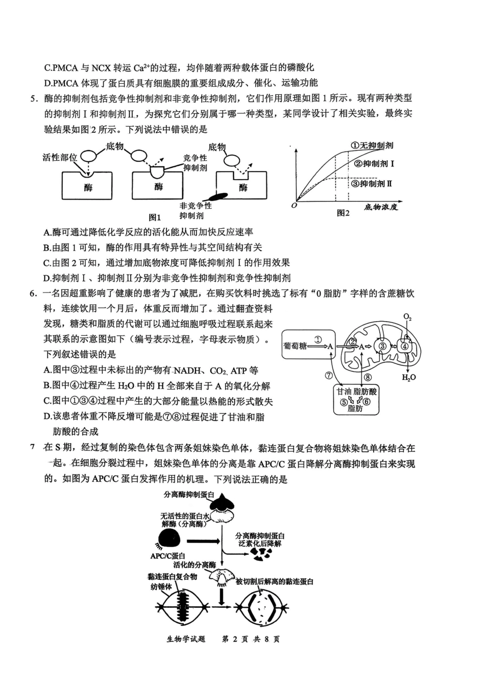 生物四川宜宾市普通高中2023级(2026届)高三年级第一次诊断性测试(宜宾一诊)(1.12-1.14).pdf_第2页