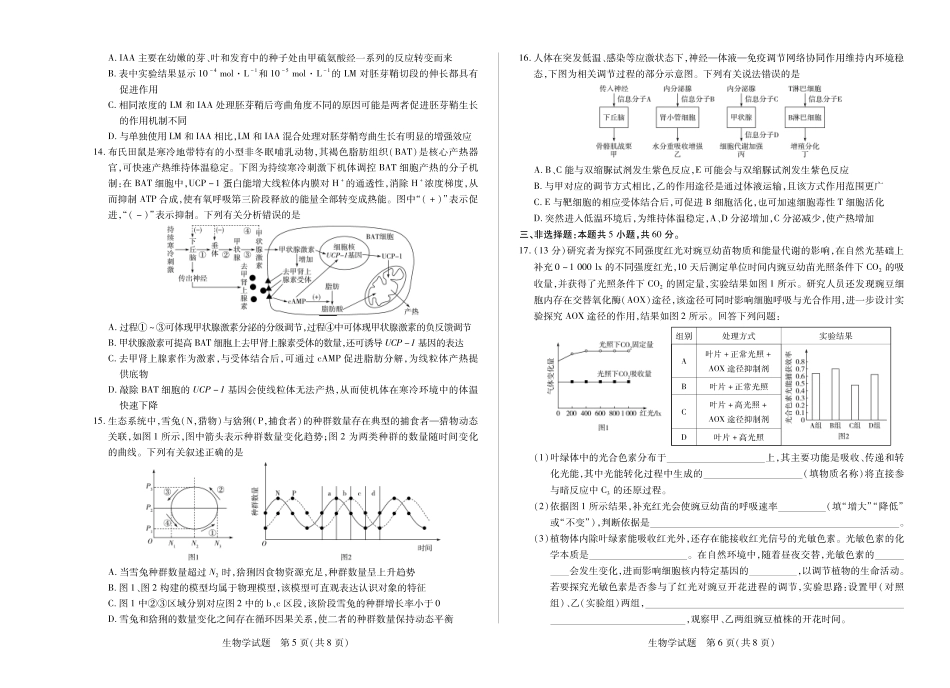 生物学试卷(湖南卷)湖南、广西湘一联盟2025-2026学年高二上学期12月月考（12.25-12.26）.pdf_第3页
