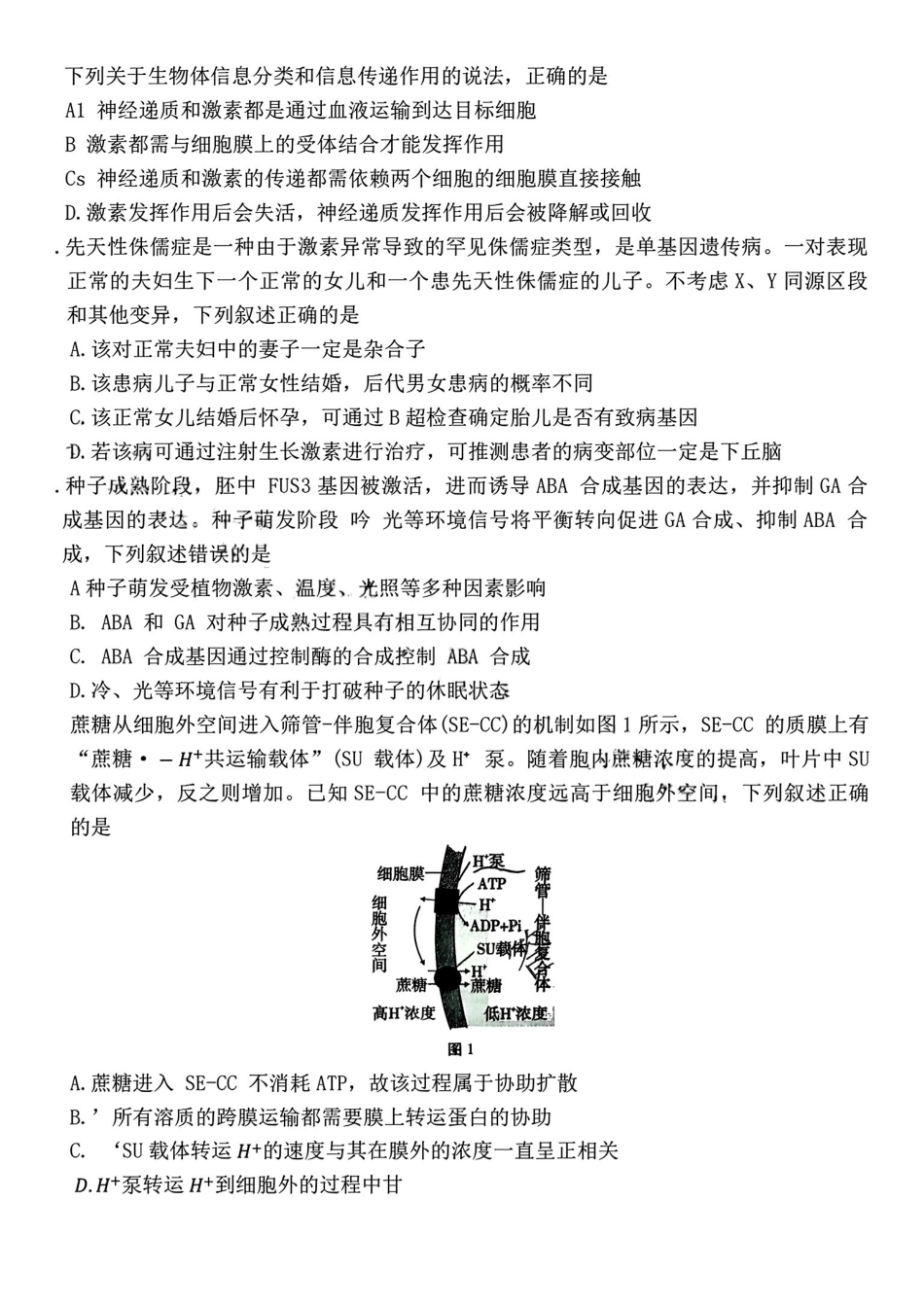 生物云南云南师大附中2026届高考适应性月考卷（六）(12.29-12.30).pdf_第2页