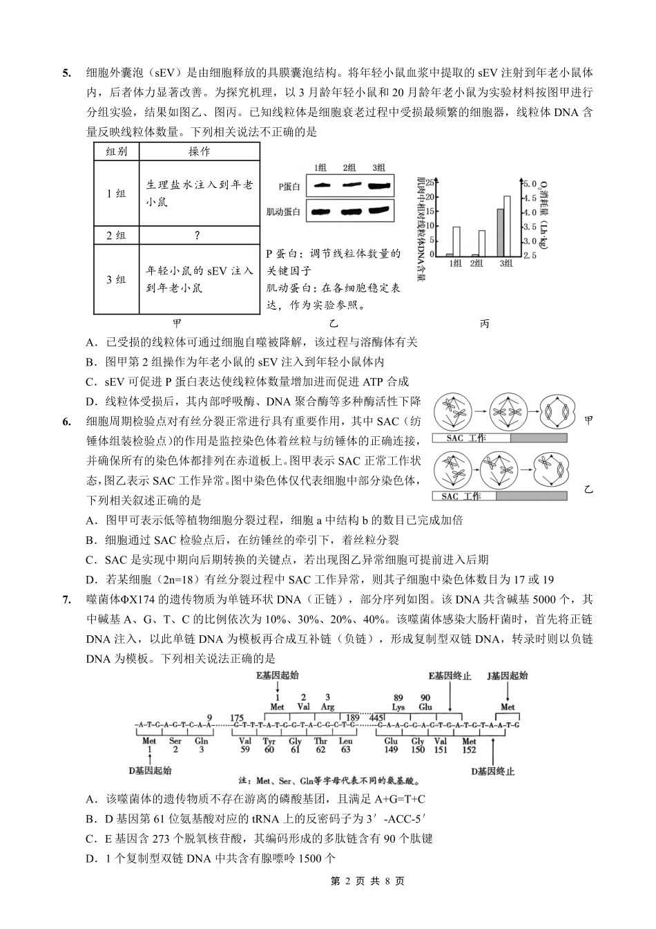 生物重庆市第一中学校搞2026届高三年级上学期12月月考(12.26-12.27).pdf_第2页