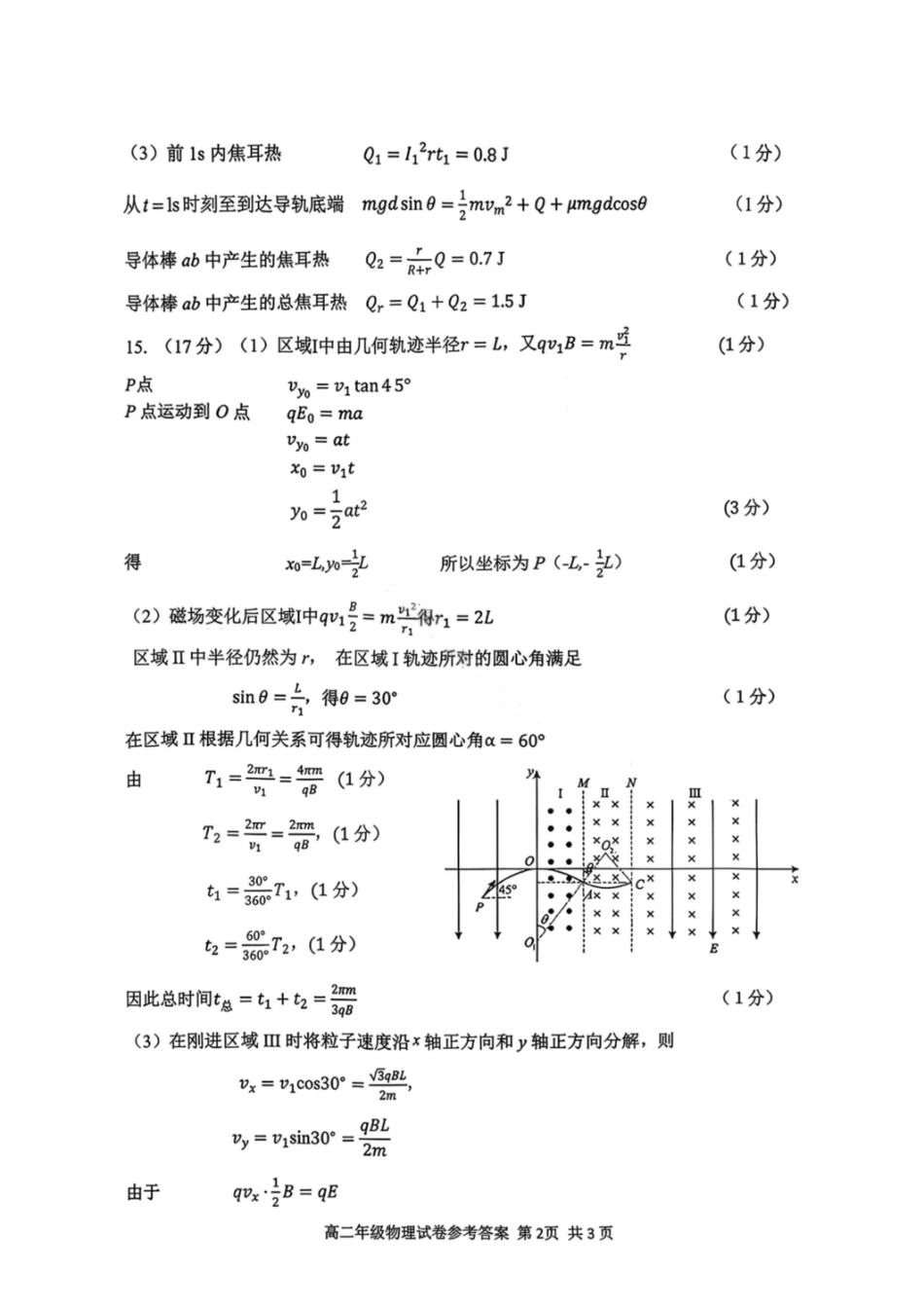 物理答案-2027届辽宁五校联盟高二上学期期末考试(东北育才、实验、大连8、24中、鞍山一中).pdf_第2页