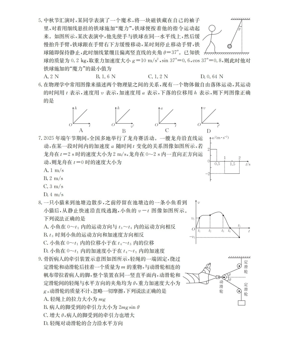 云南2028届高一上学期12月联考(26-002A)物理.pdf_第2页