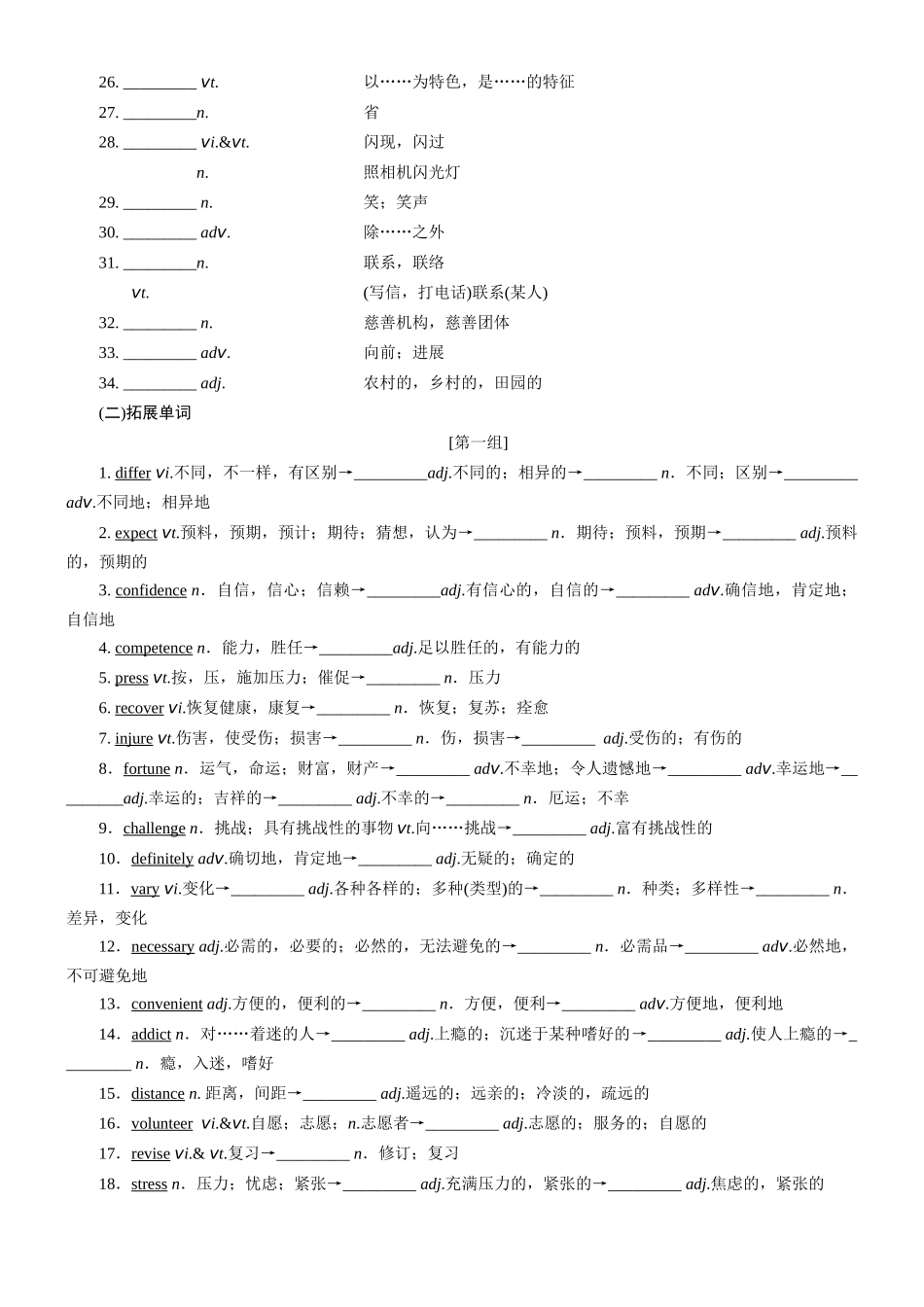 Unit 1 Life choices（核心单词+词形转换+词汇精讲+熟词新意+写作迁移）原卷版.docx_第2页