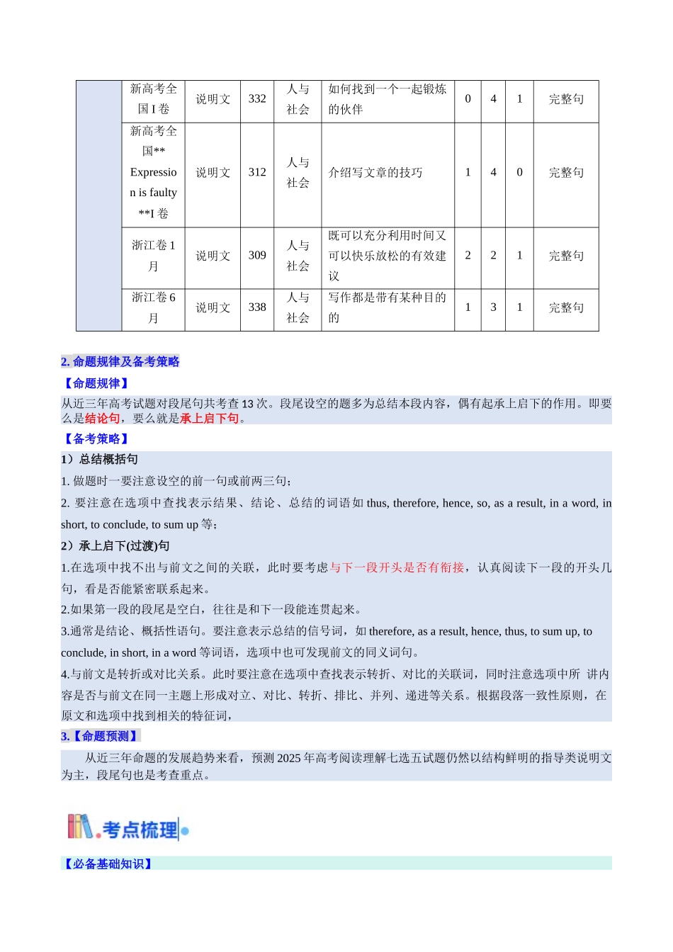 考点 31 阅读七选五-段尾设空题（核心考点精讲精练）-（新高考通用）（教师版).docx_第3页