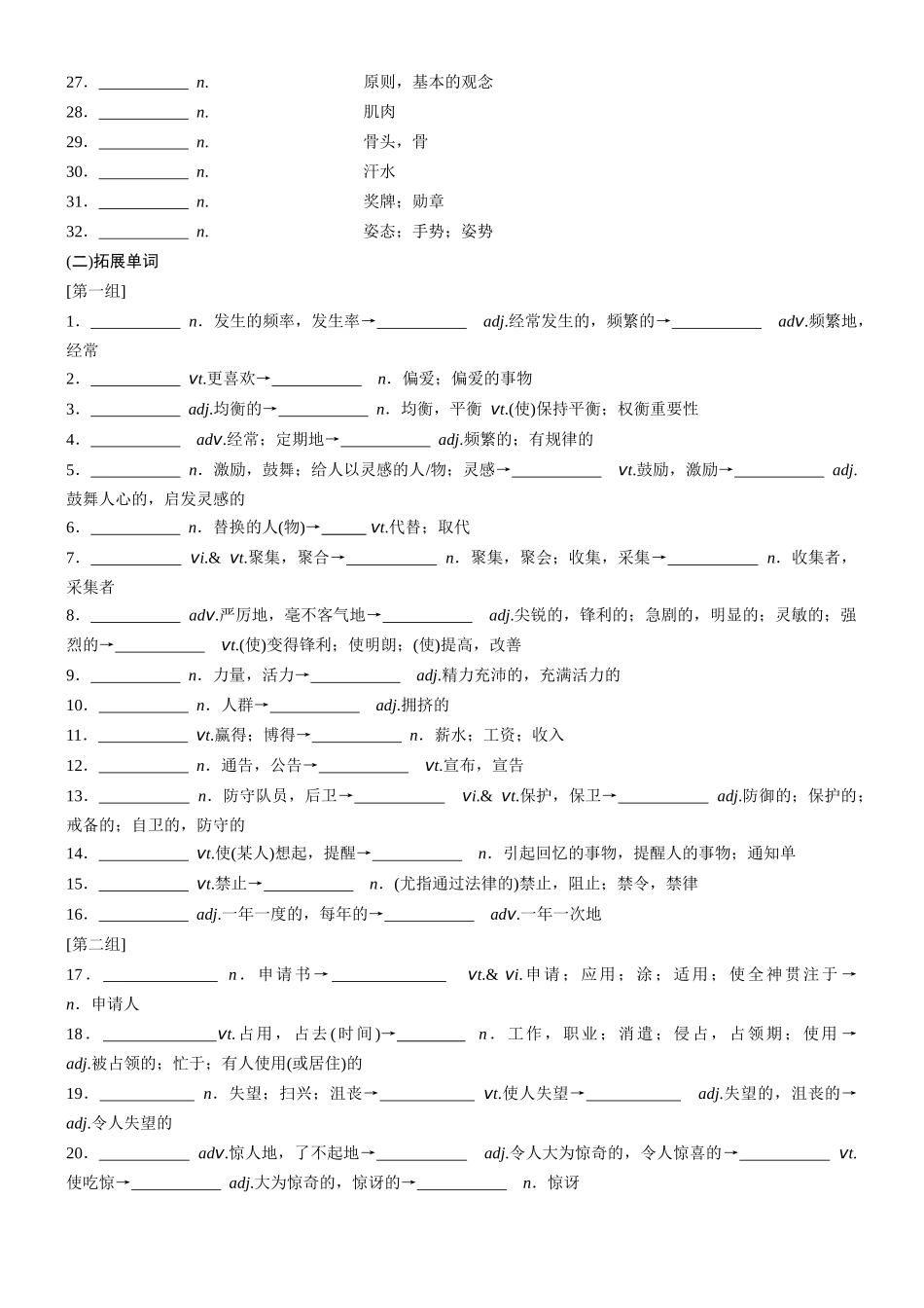 Unit 2 Sports and games（核心单词+词形转换+词汇精讲+熟词新意+写作迁移）原卷版.docx_第2页