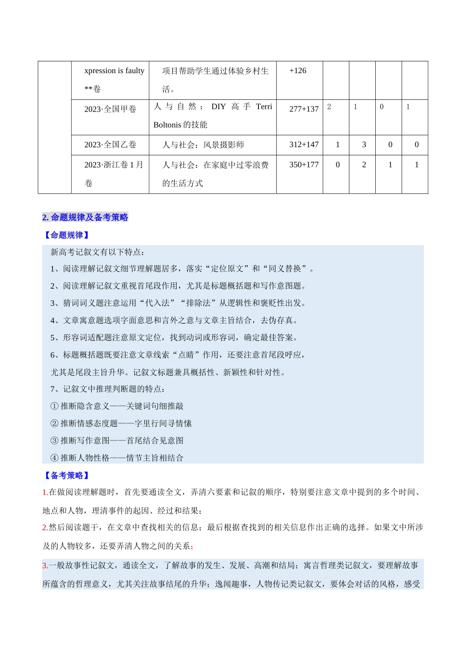 考点2 阅读理解——记叙文(核心考点精讲精练)(全国通用)(学生版).docx_第2页