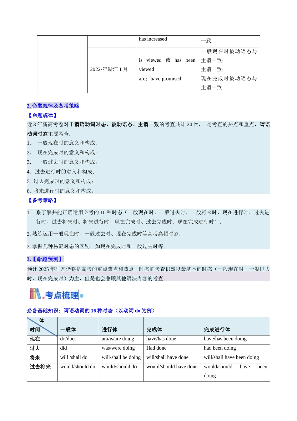 考点06 谓语动词的时态（一般体）（核心考点精讲精练）-（新高考通用）（教师版）.docx_第2页