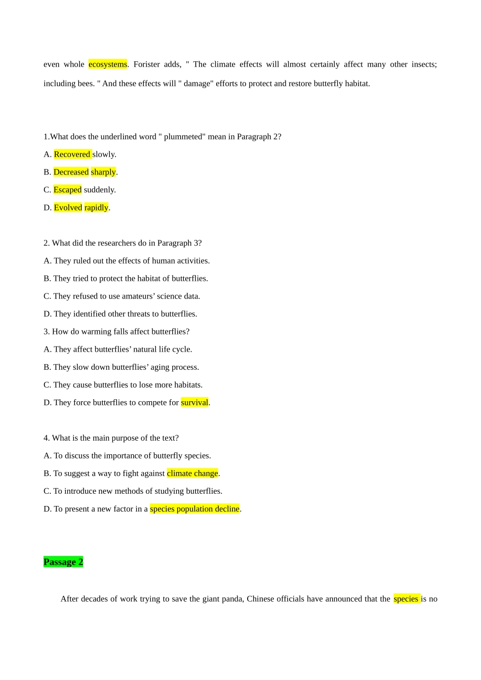 01【生态环保、自然灾害类】阅读理解10篇（原卷版）-高考英语快速提⾼阅读能⼒之⾼频主题词块速记.docx_第2页