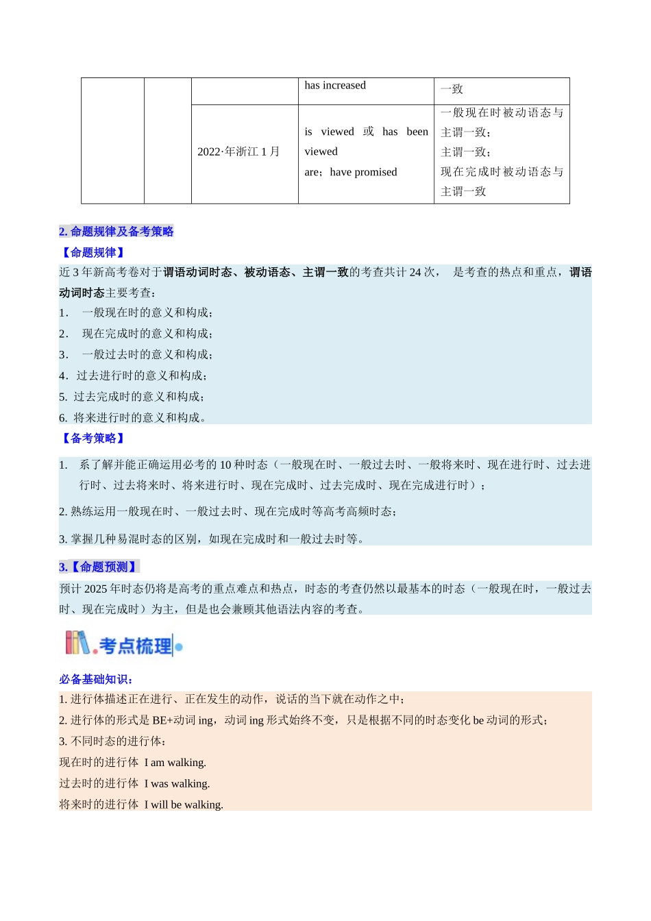 考点07 谓语动词的时态（进行体）（核心考点精讲精练）-（新高考通用）（学生版） .docx_第2页