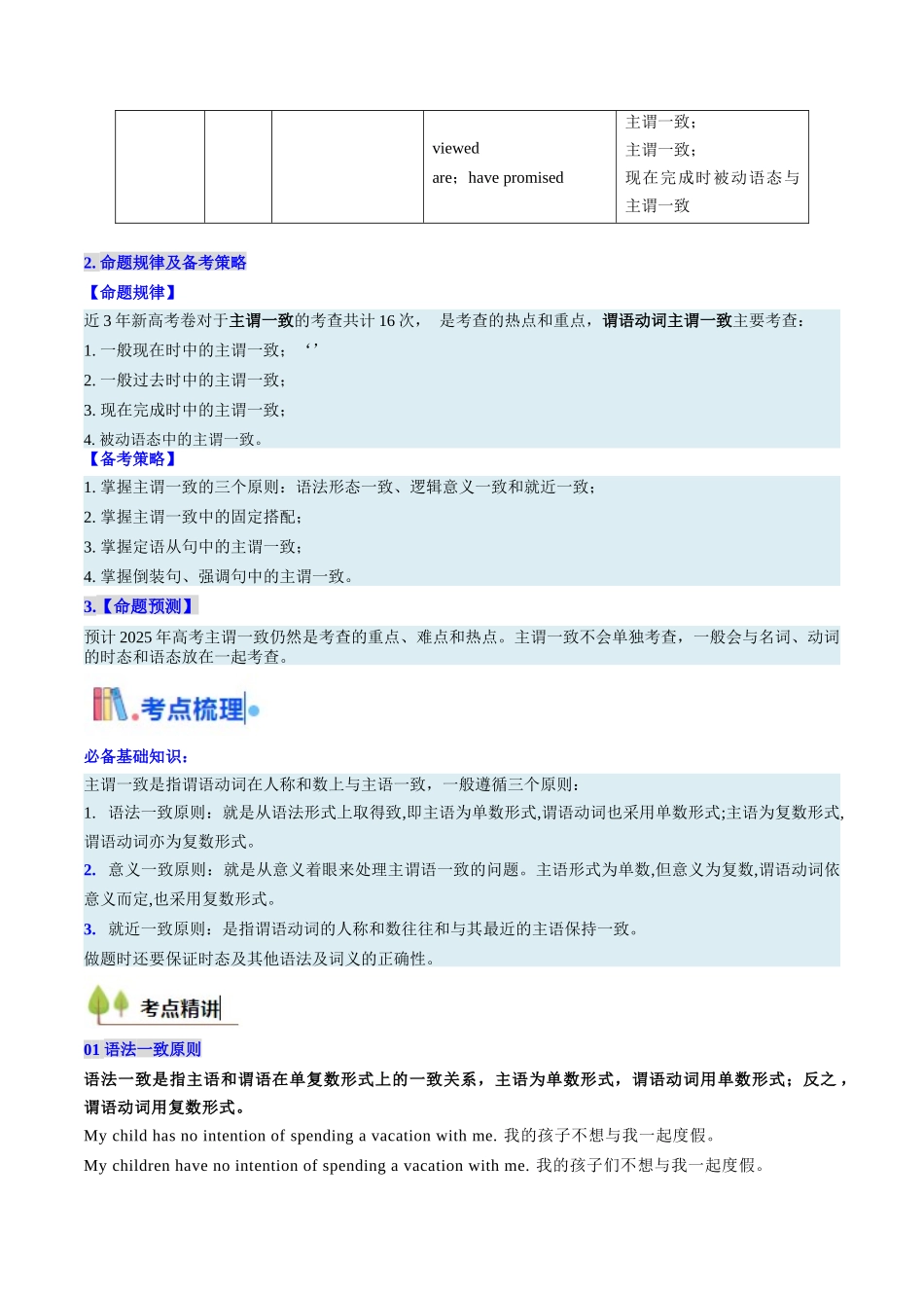 考点10 主谓一致 （核心考点精讲精练）-（新高考通用）（学生版） .docx_第2页