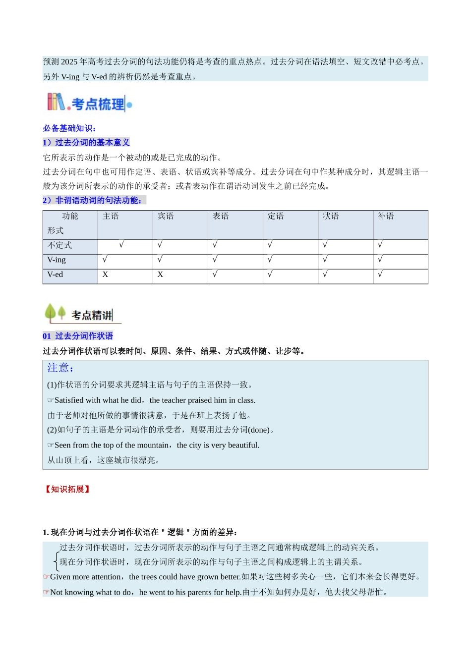 考点13 过去分词 （核心考点精讲精练）-（新高考通用）（学生版）  .docx_第2页