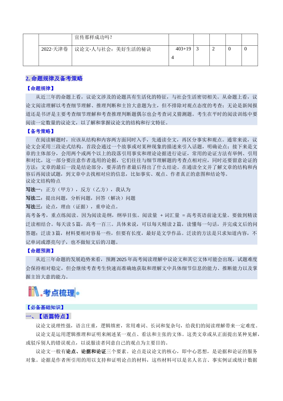 考点24 阅读理解议论文和其它文体（核心考点精讲精练）-（新高考通用）（教师版） .docx_第2页