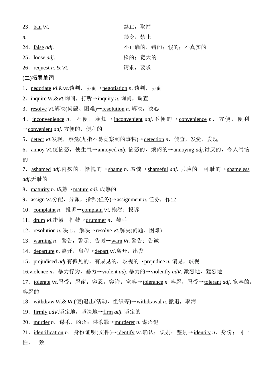 Unit 11 Conflict and compromise（核心单词+词形转换+词汇精讲+熟词新意+写作迁移）-年高三一轮名校培优筑基复习方案(北师大2019) 解析版.docx_第2页