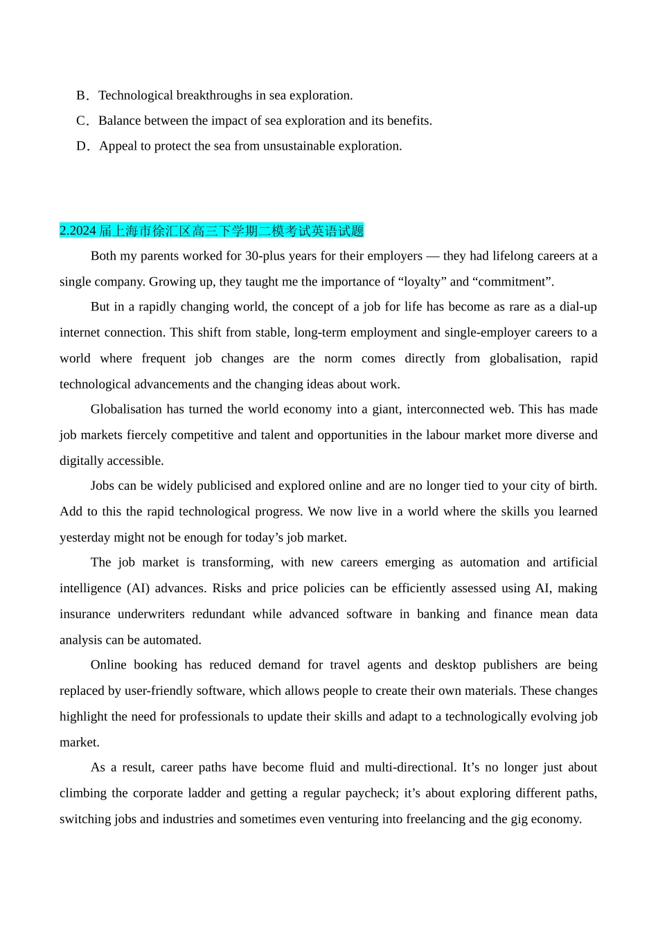 猜押06 阅读理解议论文(按话题分类)(学生版).docx_第3页