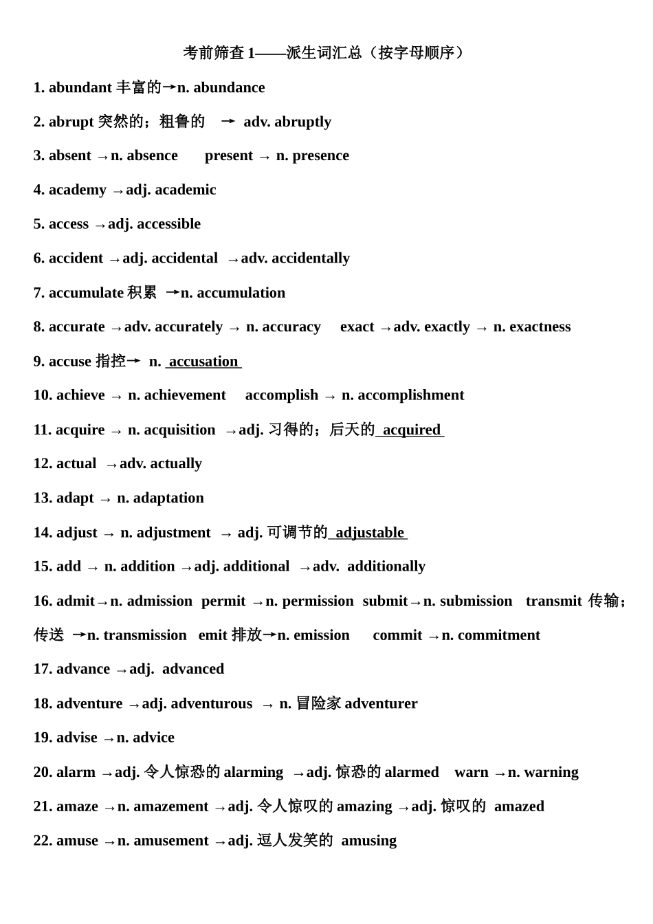 考前筛查1——高考核心词汇之派生词汇总（按字母顺序）.docx_第1页