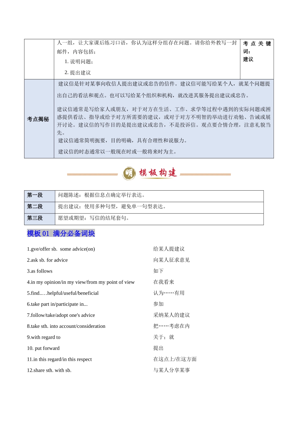 模板08 建议信 -原卷版（答题模板）.docx_第2页