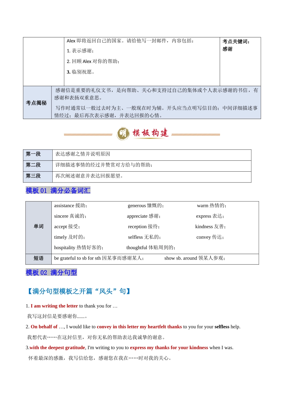 模板09 感谢信 -解析版（答题模板）.docx_第2页