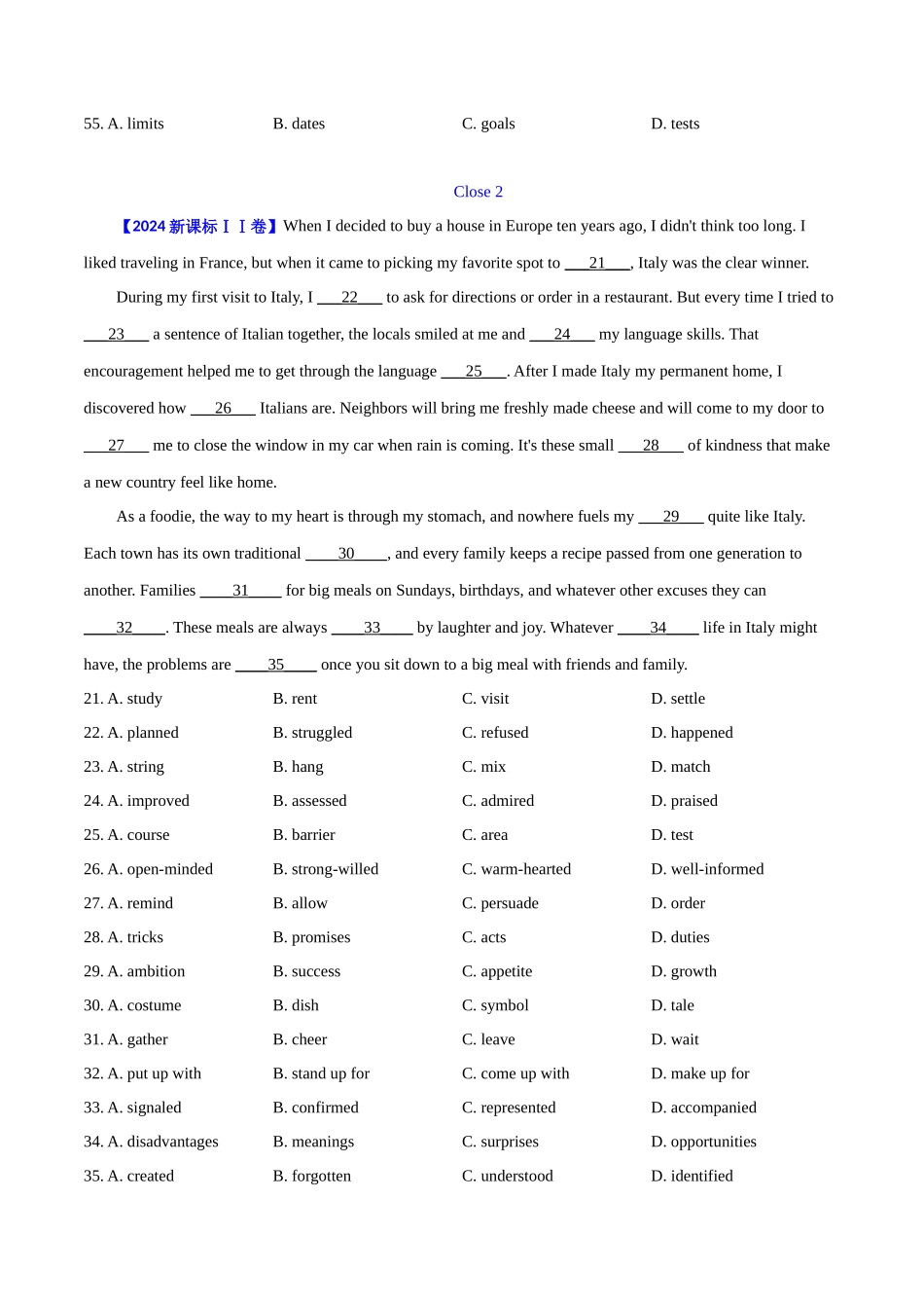 专题 22 完形填空(新高考15空)（学生版）--（全国通用）.docx_第2页