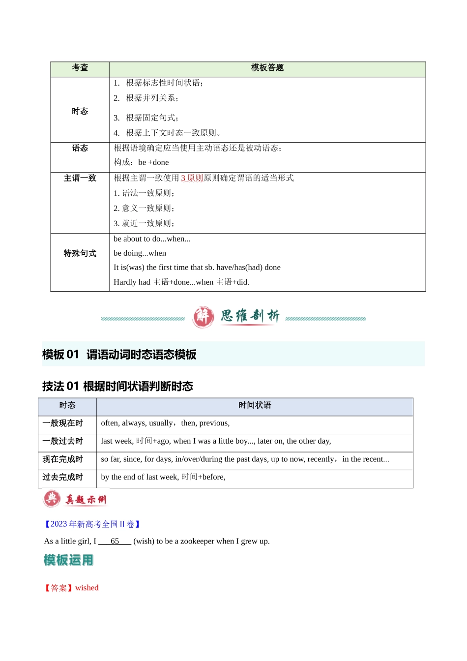 模板11 语法填空有提示词-谓语动词时态&语态&主谓一致-解析版（答题模板）.docx_第3页