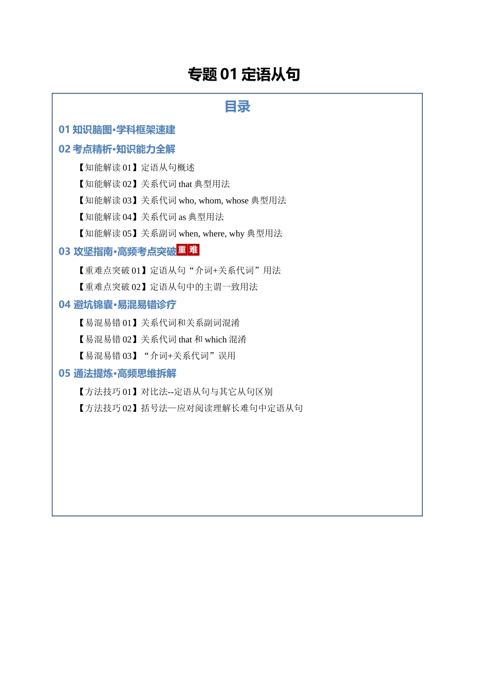 专题01 定语从句(知识清单)(学生版).docx_第1页