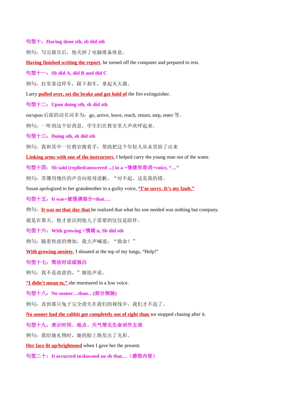 专题01 读后续写进阶必备20个句型仿写（测试）教师版.docx_第2页