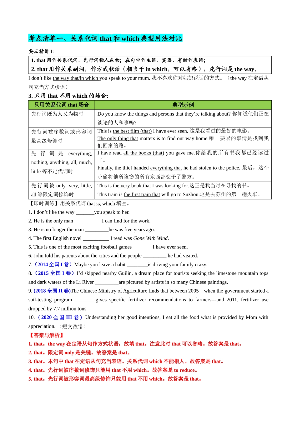 专题01++定语从句十大考点归纳（清单）+-2024年高考英语一轮复习知识清单（全国通用）（解析版）.docx_第2页