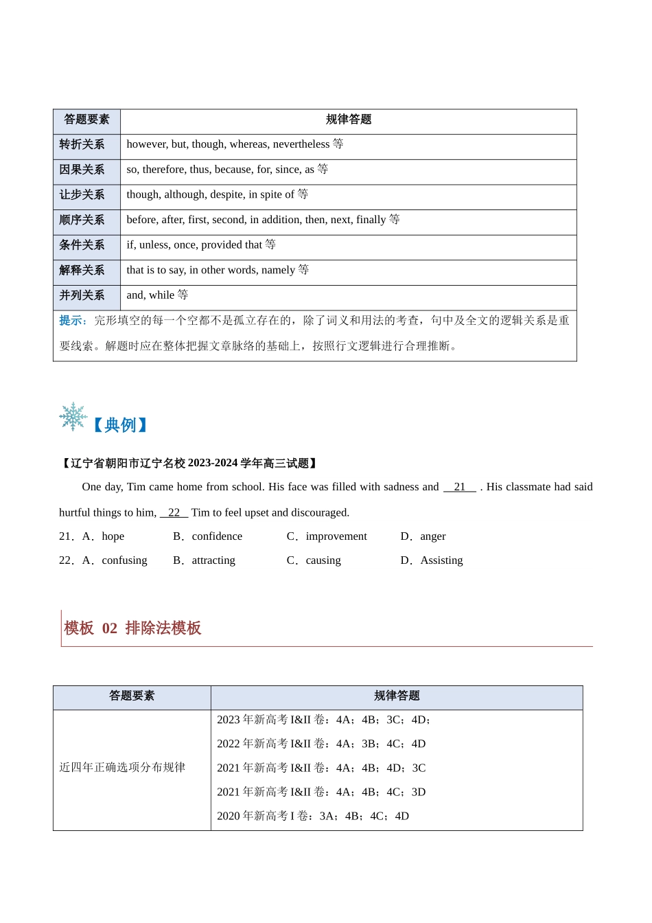 题型06 完形填空(答题模版与解题技巧)(原卷版).docx_第2页