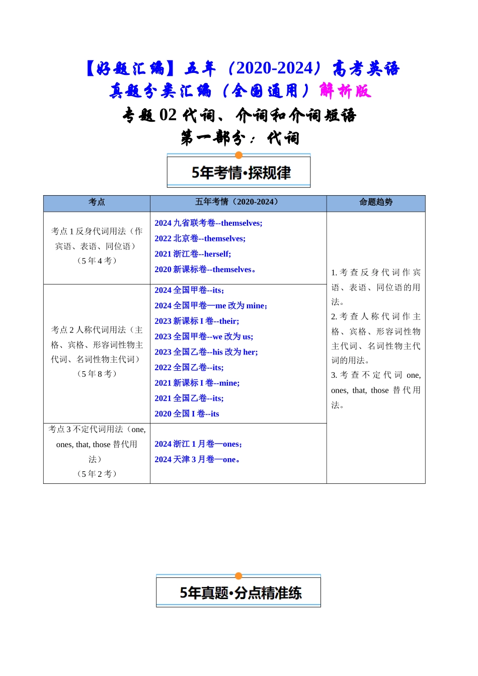专题02  代词、介词和介词短语（全国通用）（解析版）.docx_第1页