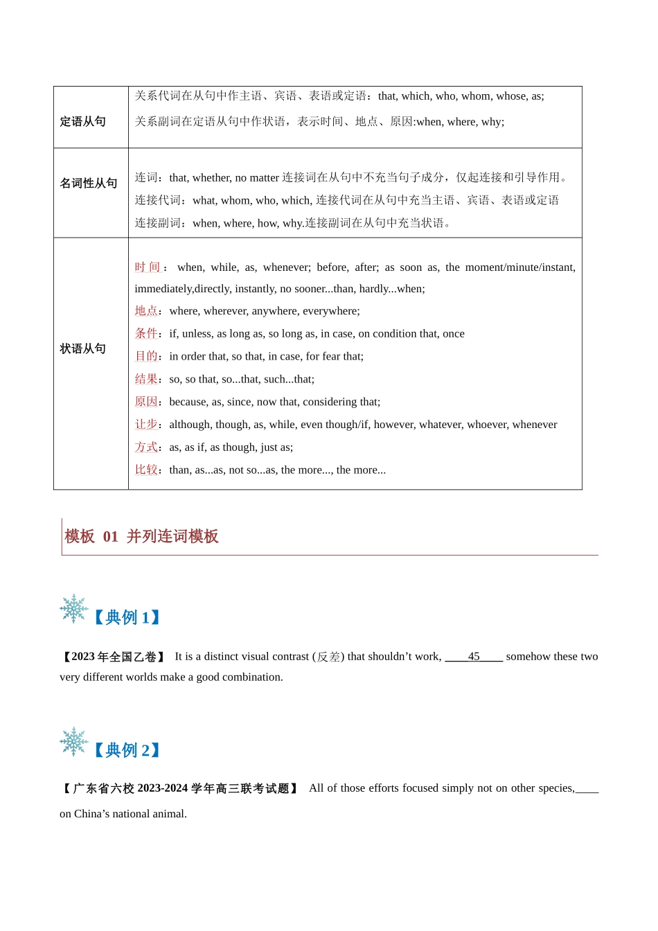 题型10 语法填空无提示词：连词（答题模版与解题技巧）（原卷版）.docx_第2页