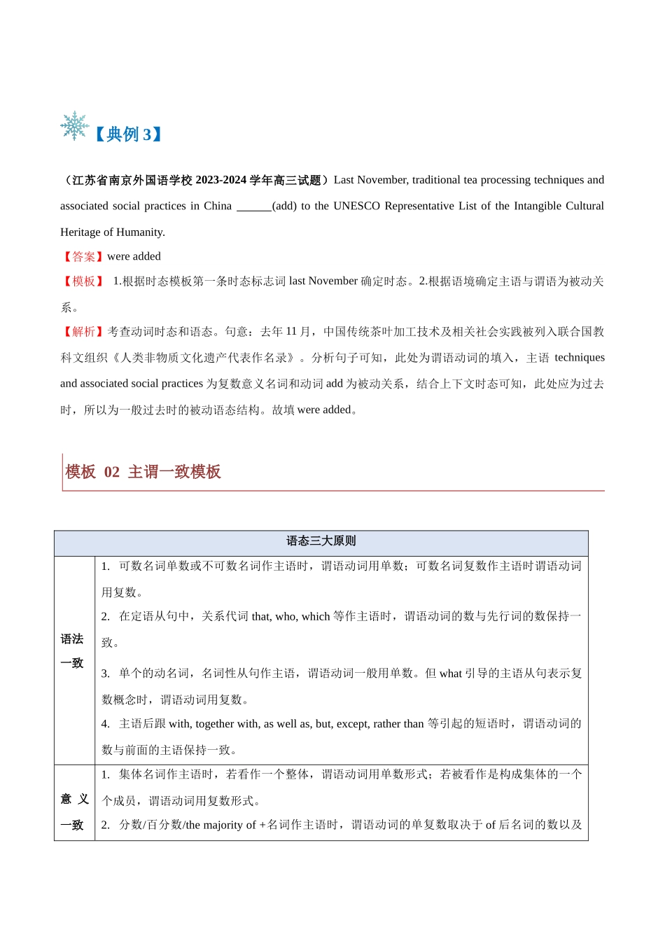 题型11 语法填空有提示词：谓语动词时态、语态和主谓一致（答题模版与解题技巧）（原卷版）.docx_第3页