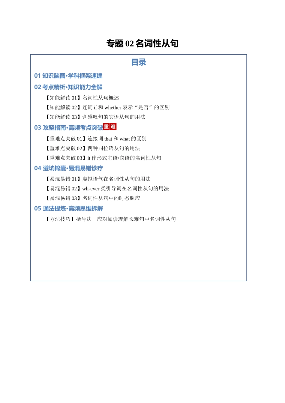 专题02 名词性从句（知识清单）（学生版）.docx_第1页