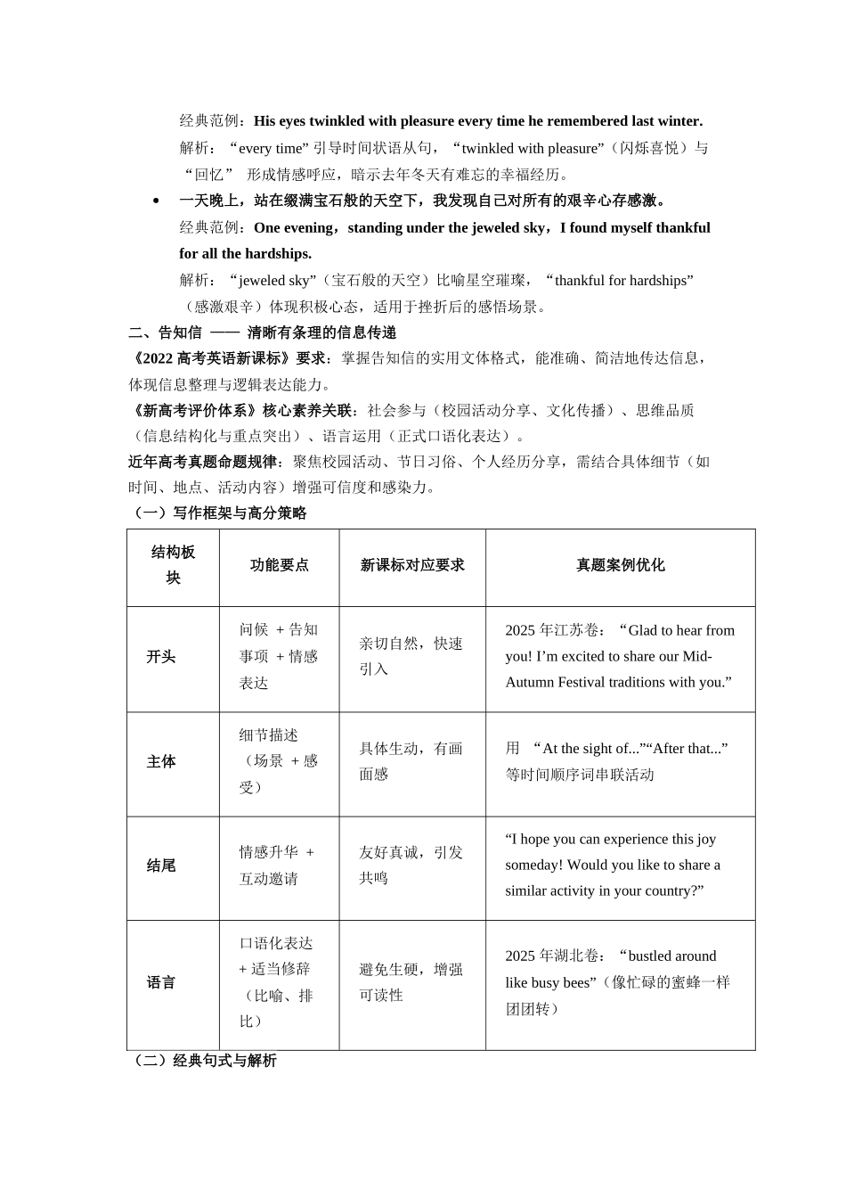 写作材料：应用文之幸福与感动情感描写与告知信专项突破 第10周 （适用于全国高考备考）.docx_第3页
