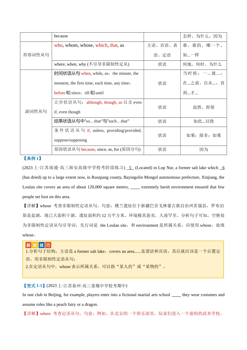 专题02 无提示词类之三大从句、并列句、特殊句式-2024年高考英语二轮热点题型归纳与变式演练（新高考通用）(解析版).docx_第2页
